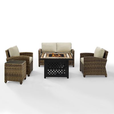 Image showing 2 th Crosley 5 pc. Bradenton Wicker Set with Fire Table, KO70162-NV