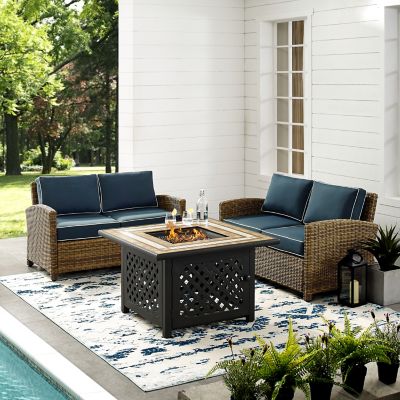 Image showing 1 th Crosley 3 pc. Bradenton Wicker Set with Fire Table, KO70164-NV