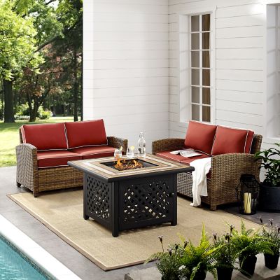 Image showing 1 th Crosley 3 pc. Bradenton Wicker Set with Fire Table, KO70164-NV