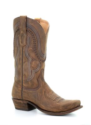 Corral Men's Gold Cowhide Narrow Square Toe Boots, 12 in., 2 in. Cowboy Heel