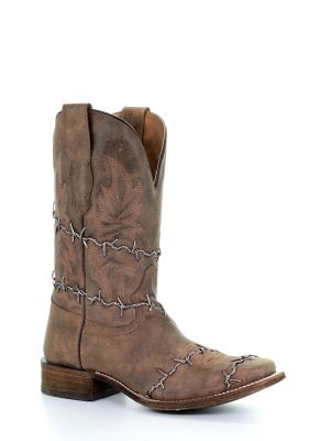 Corral Woven Square Toe Boots, Brown