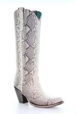 Corral Natural Python Zipper Tall Top Boots, 15 in. H Shaft, 3 in. H Heel