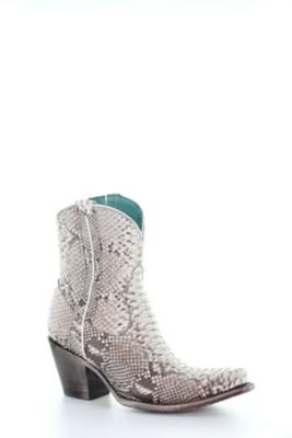 Corral Women's Natural Python Zipper Ankle Boots, 6-1/2 in. H Shaft, 3 in. H Heel