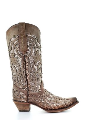 Image showing 1 th Corral Women's Glitter Inlay and Studs Boots, 13 in. Shaft, 2 in. Heels