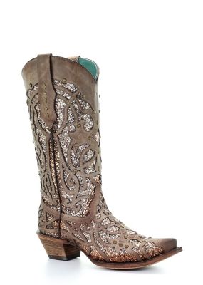 Corral Women's Glitter Inlay and Studs Boots, 13 in. Shaft, 2 in. Heels