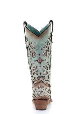 Image showing  Women's Glitter Inlay and Studs Boots, 13 in. Shaft, 2 in. Heels