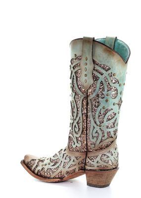 Image showing  Women's Glitter Inlay and Studs Boots, 13 in. Shaft, 2 in. Heels