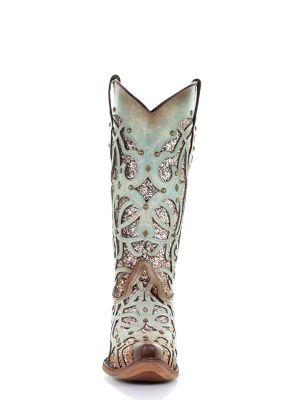 Image showing  Women's Glitter Inlay and Studs Boots, 13 in. Shaft, 2 in. Heels