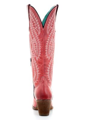 Image showing  Red Embroidery Tall Top Boots, 2.5 in. H Heel