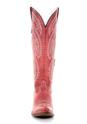 Image showing  Red Embroidery Tall Top Boots, 2.5 in. H Heel