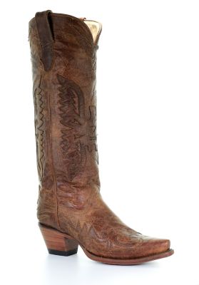 Corral Women's Vintage Tall Eagle Overlay Boots, Brown