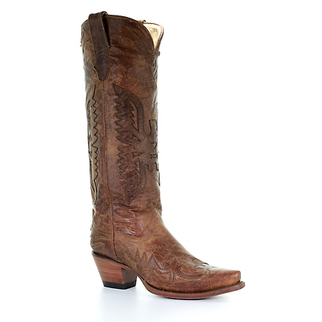 Corral Women's Vintage Brown-Brown Tall Eagle Overlay Boots