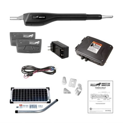 Mighty Mule Single Swing Medium-Duty Rancher Solar Panel Gate Opener Kit for Gates Up to 16 ft. L or 550 lb.