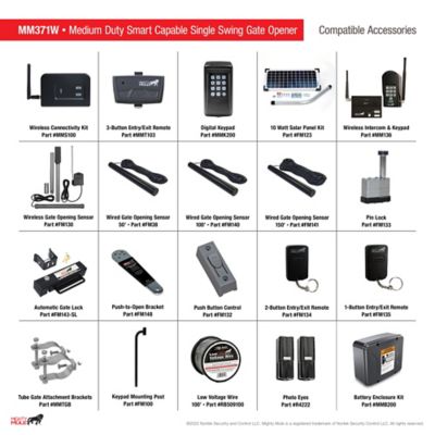 Image showing 5 th Mighty Mule Single Swing Medium-Duty Rancher Solar Panel Gate Opener Kit for Gates Up to 16 ft. L or 550 lb.