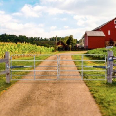 Image showing  Dual Swing Medium-Duty Rancher Gate Opener Solar Panel Kit for Gates Up to 16 ft. L or 550 lb. Per Gate Leaf