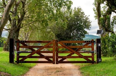 Image showing  Dual Swing Medium-Duty Rancher Gate Opener Solar Panel Kit for Gates Up to 16 ft. L or 550 lb. Per Gate Leaf