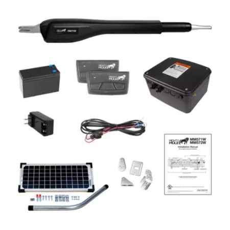 Mighty Mule Heavy Duty Single Swing Solar Panel Gate Opener Kit for Gates up to 18' L or 850 lbs Gate Openers