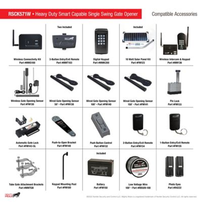 Image showing  Single Swing Heavy-Duty Rancher Solar Panel Gate Opener Kit for Gates Up to 18 ft. L or 850 lb.