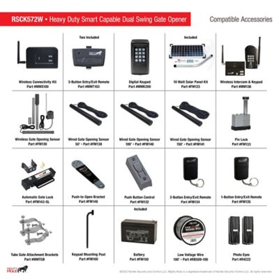 Image showing 5 th Mighty Mule Dual Swing Heavy-Duty Rancher Solar Panel Gate Opener Kit for Gates Up 18 ft. L or 850 lb. Per Gate Leaf