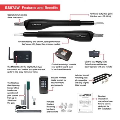 Image showing  Dual Swing Estate Smart Ready Heavy-Duty Gate Opener Kit for Gates Up to 18 ft. L or 850 lb. Per Gate Leaf