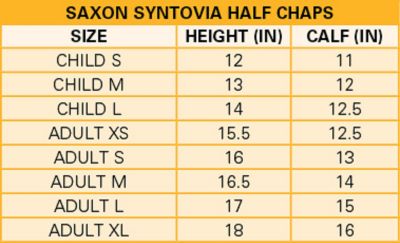 Image showing 1 th Saxon Unisex Syntovia Half Chaps