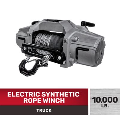 TravellerX 12V Electric Truck Winch with Synthetic Rope and Wireless Remote, 10,000 lb. Capacity