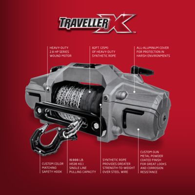Image showing 5 th TravellerX 12V Electric Truck Winch with Synthetic Rope and Wireless Remote, 10,000 lb. Capacity