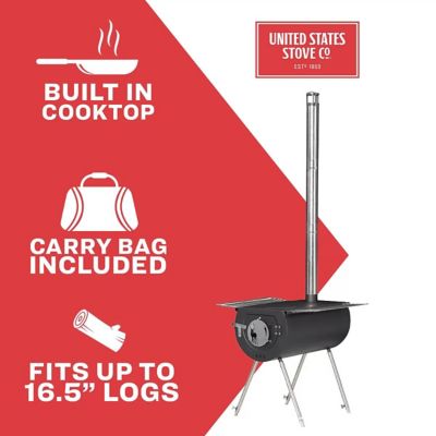 Image showing  Wood-Burning Caribou Outfitter Heavy-Duty Steel Portable Camp Stove, 137.6 sq. in.