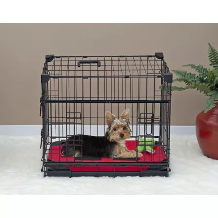 Lucky Dog Whisper Glide 2-Door Sliding Steel Dog Crate Corner Stabilizer Removable Tray Rubber Feet Carry Handle Wire Crates