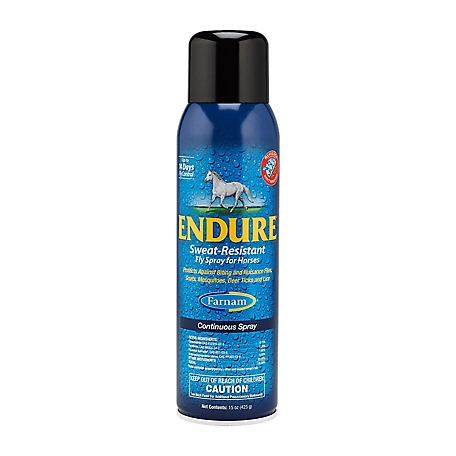 Farnam Endure Sweat-Resistant Fly Repellent Spray for Horses, 14-day Long Lasting Protection, Continuous Spray, 15 oz.