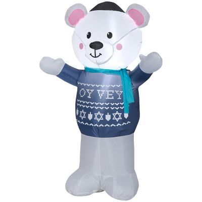 Gemmy Airblown Inflatable Hanukkah Polar Bear, 4 ft. H