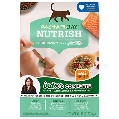 Rachael Ray Nutrish Adult Indoor Complete Natural Chicken, Lentils and Salmon Recipe Dry Cat Food