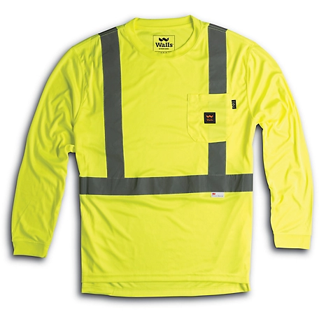 Walls Outdoor Goods Unisex Long-Sleeve Hi-Vis ANSI II Safety T-Shirt