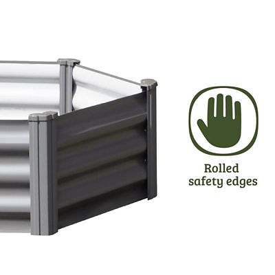 Image showing  Galvanized Steel Hexagon Raised Garden Bed, 40 x 40 x 12in.