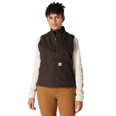Carhartt Women's Loose Fit Washed Duck Sherpa-Lined Mock Neck Vest