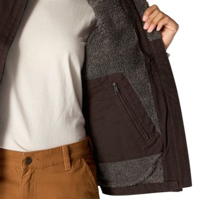 Image showing  Women's Loose Fit Washed Duck Sherpa-Lined Mock Neck Vest
