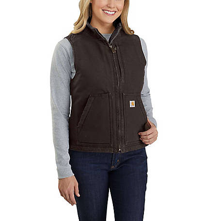 Carhartt Womens Sherpa Lined Sandstone Canyon Jacket Zip Front 