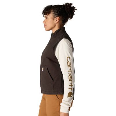 Image showing 2 th Carhartt Women's Loose Fit Washed Duck Sherpa-Lined Mock Neck Vest
