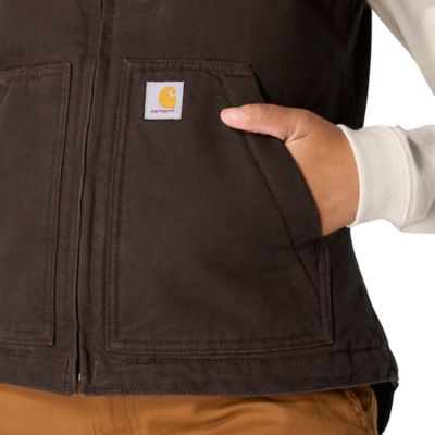 Image showing 7 th Carhartt Women's Loose Fit Washed Duck Sherpa-Lined Mock Neck Vest