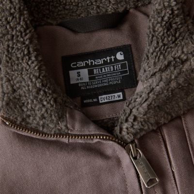 Image showing 7 th Carhartt Women's Loose Fit Washed Duck Sherpa-Lined Mock Neck Vest