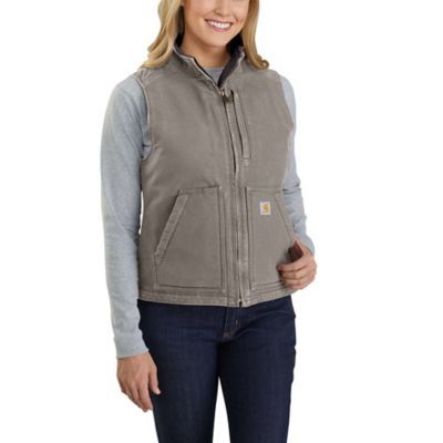 Carhartt Women's Loose Fit Washed Duck Sherpa-Lined Mock Neck Vest
