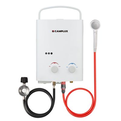 Camplux 1.32 GPM 34,000 BTU Outdoor Portable Propane Tankless Water Heater with Handle, White