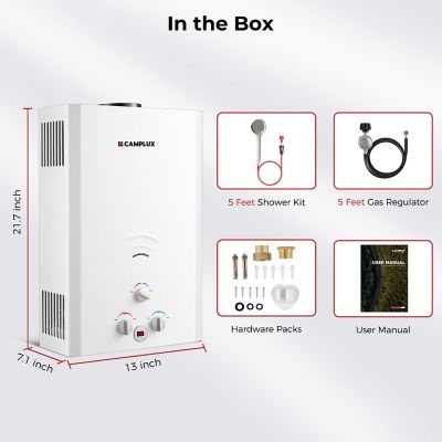 Image showing  2.64 GPM 68,000 BTU Outdoor Portable Propane Tankless Water Heater, White