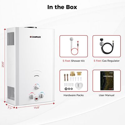 Image showing  4.22 GPM 110,000 BTU Outdoor Portable Propane Tankless Water Heater, White