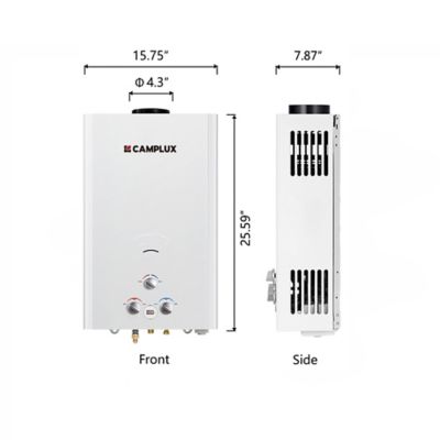 Image showing  4.22 GPM 110,000 BTU Outdoor Portable Propane Tankless Water Heater, White