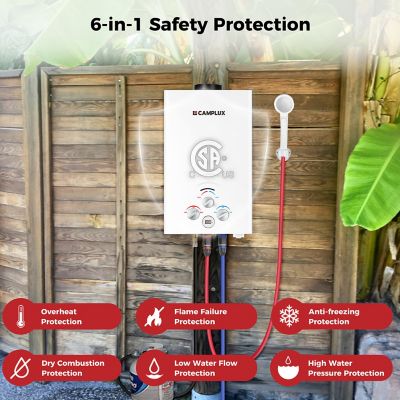 Image showing  2.11 GPM 55,000 BTU Outdoor Portable Propane Tankless Water Heater, White
