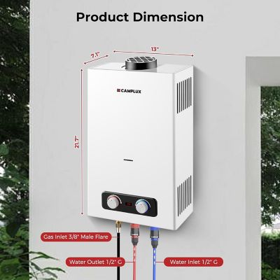 Image showing  Pro Series 2.64 GPM 68,000 BTU Outdoor Portable Propane Tankless Water Heater, White