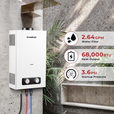 Image showing  Pro Series 2.64 GPM 68,000 BTU Outdoor Portable Propane Tankless Water Heater, White