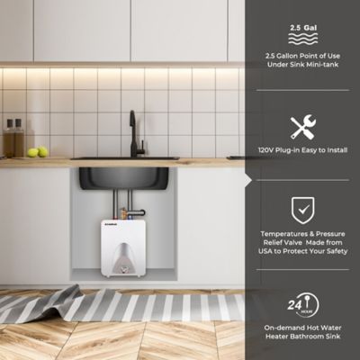 Image showing 5 th Camplux 2.5 gal. Mini Tank Electric Water Heater with Cord Plug, 1.5kW 120V
