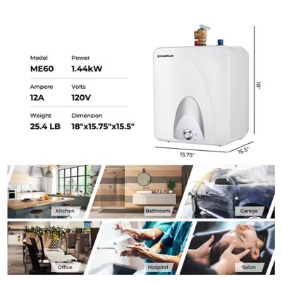 Image showing  6 GPM Mini Tank Electric Water Heater with Cord Plug, 1.5 kW 120V